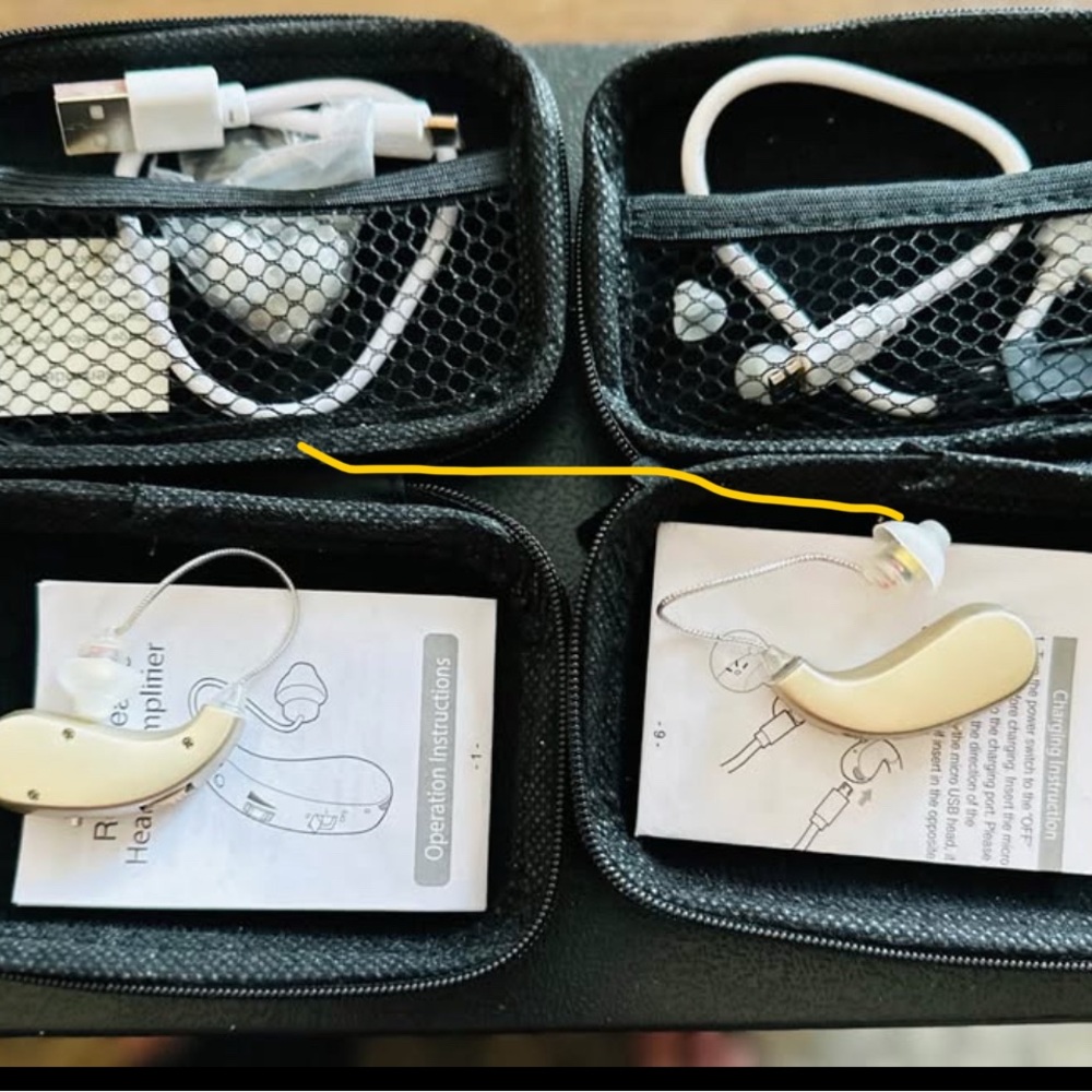 Beige Hearing Amplifier Set